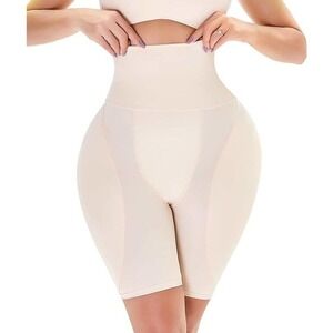 POP CLOSETS Hip Enanching Shapewear Shorts in Beige, Size M​​​​​